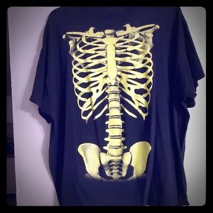 Skeleton Print Black Shirt